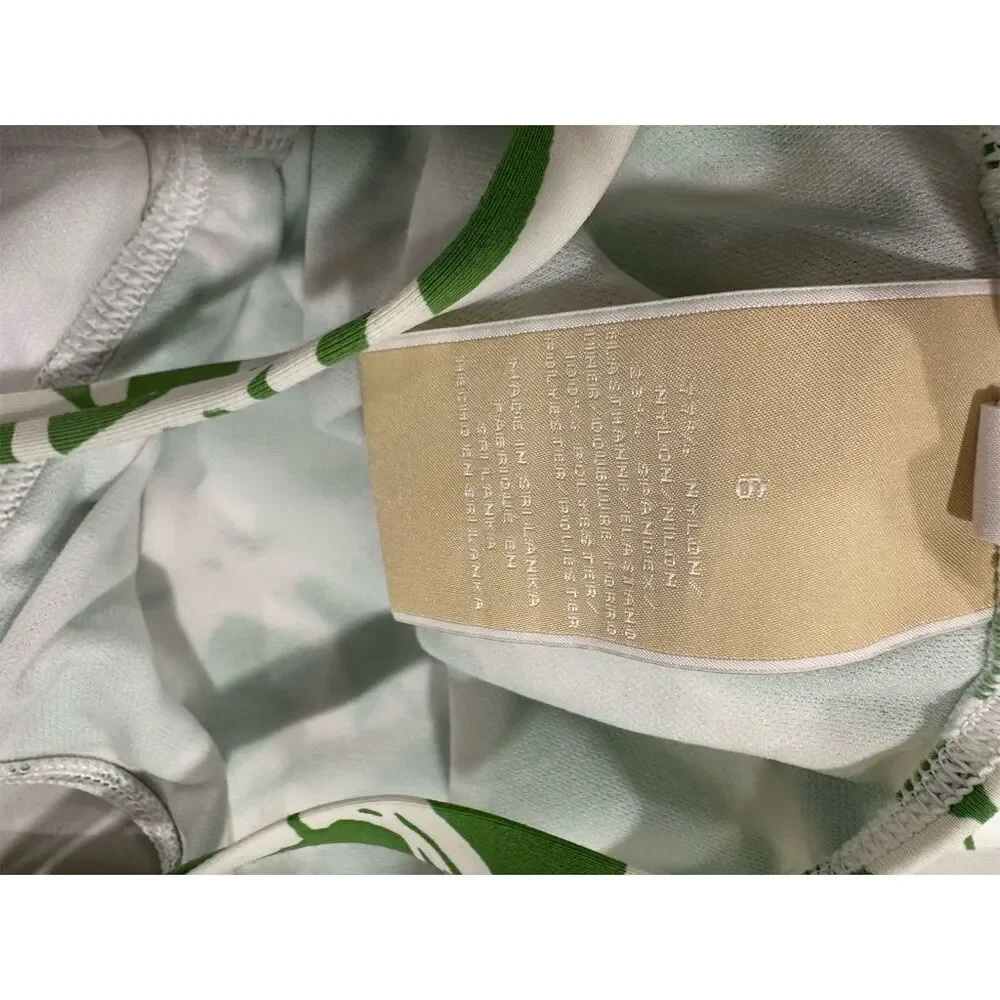 MICHAEL KORS One‎ Piece Swimsuit Green White Bamboo Print Ring Accent Size S
